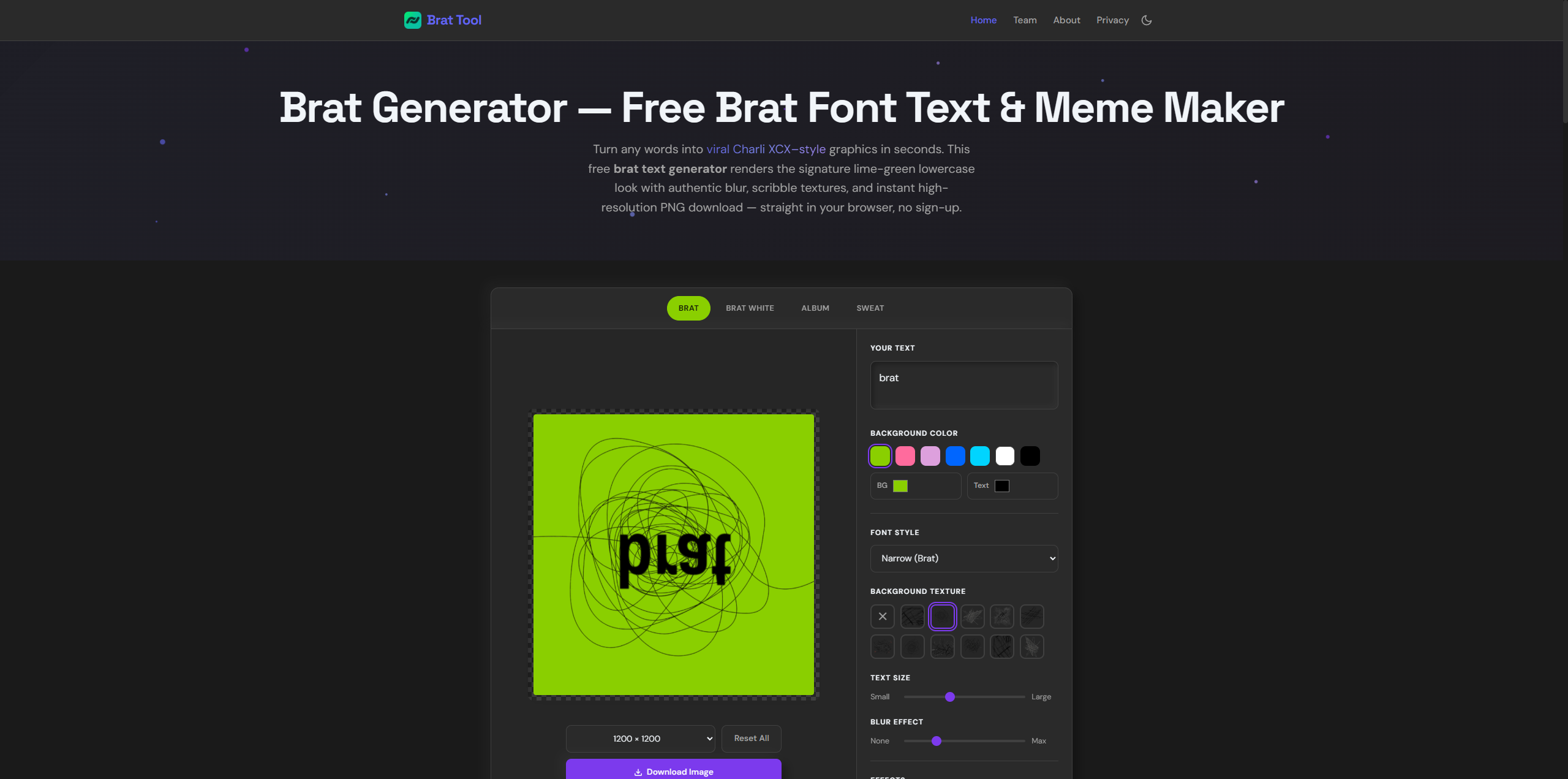 Brat Tool — Brat font text generator screenshot